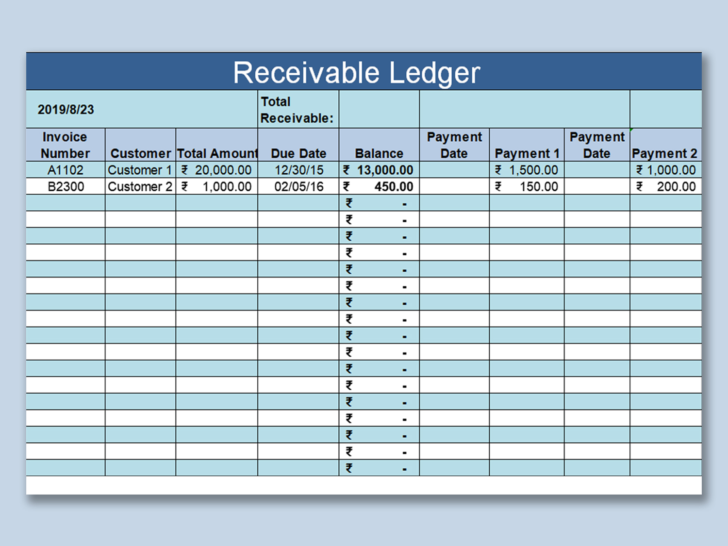 EXCEL of Business Accounts Receivable
