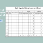 EXCEL Of Daily Report Of Material In And Out Of Stock