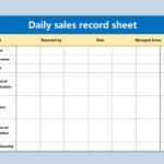 EXCEL Of Daily Sales Record Sheet