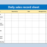 EXCEL Of Daily Sales Record Sheet