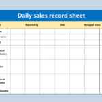 EXCEL Of Daily Sales Record Sheet