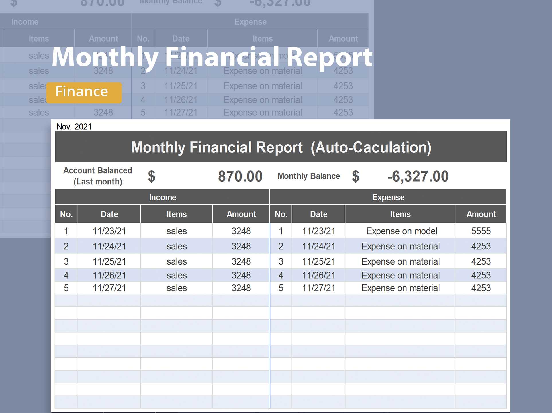 EXCEL Of Monthly Financial Report