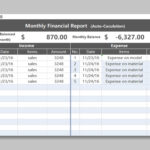 EXCEL Of Monthly Financial Report