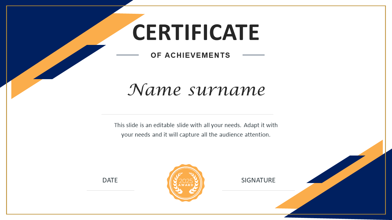 Excellent Certificate Of Training PPT Presentations Template In Powerpoint Award Certificate Template