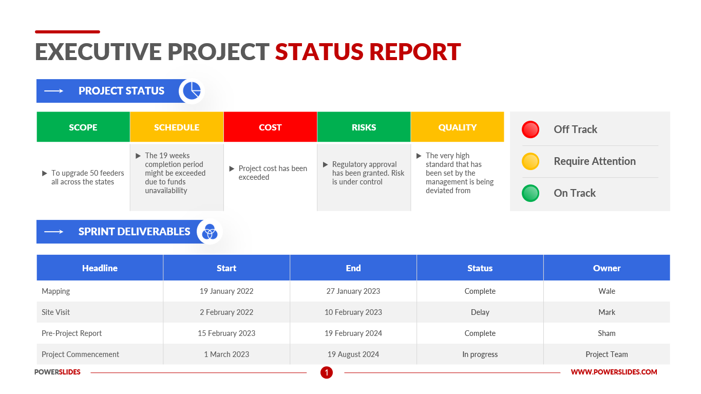 Executive Project Status Report Template  Download Now