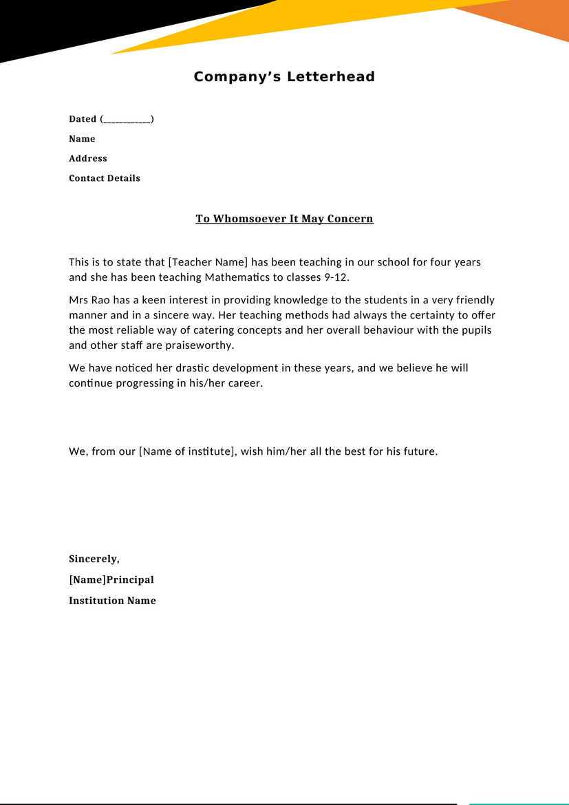Experience Letter Template Free Download in Word (