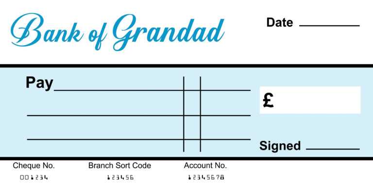 EXTRA Large Giant BLANK Cheque Bank Of Grandad Check Fun Joke Gift ...