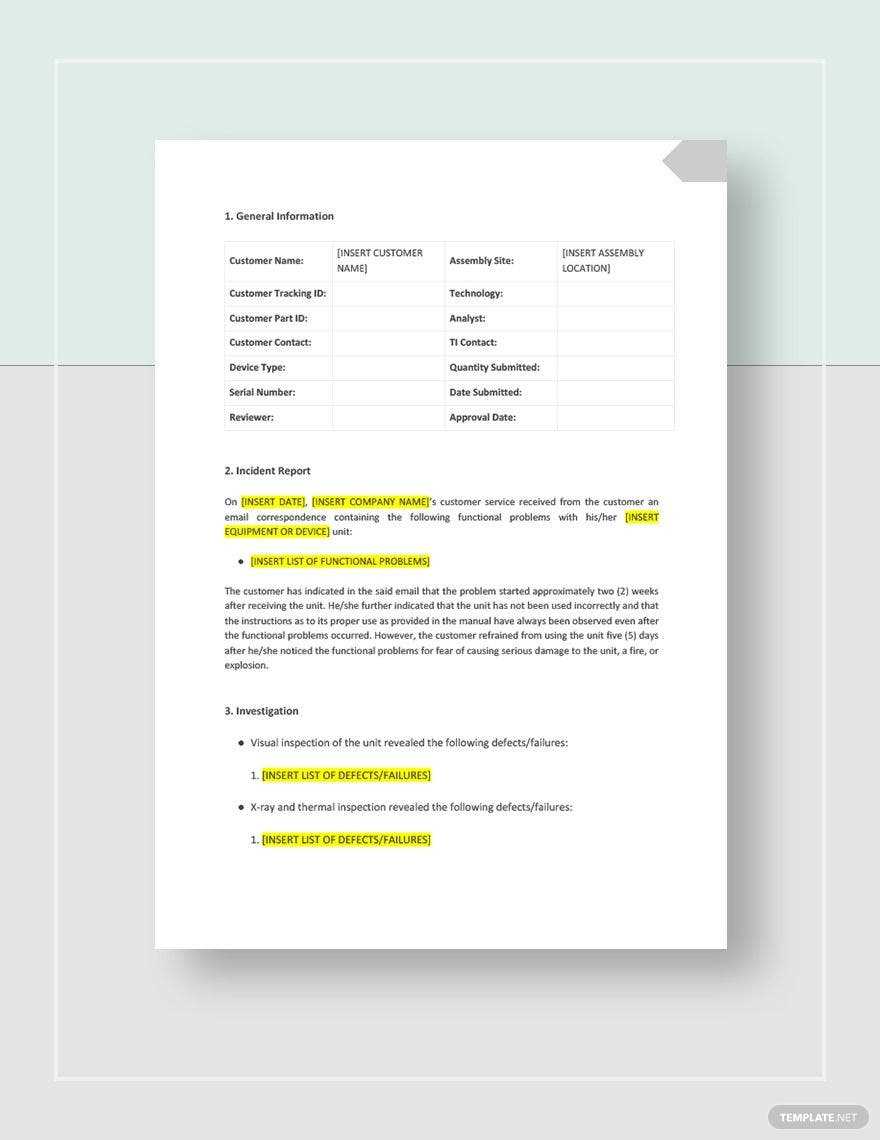 Failure Analysis Report Template - Google Docs, Word, Apple Pages  Regarding Failure Investigation Report Template