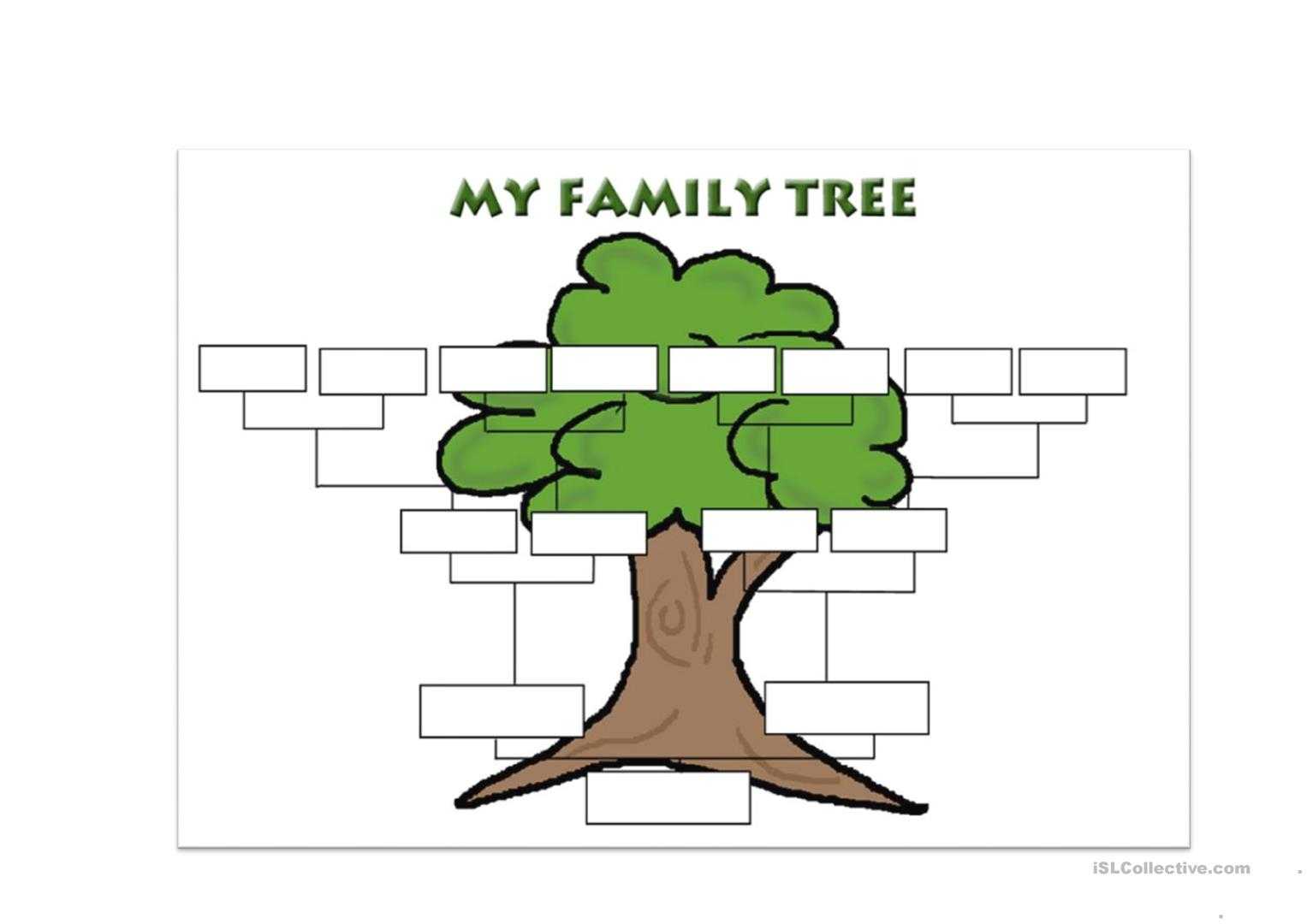 Family Tree template - English ESL Worksheets for distance  Intended For Fill In The Blank Family Tree Template