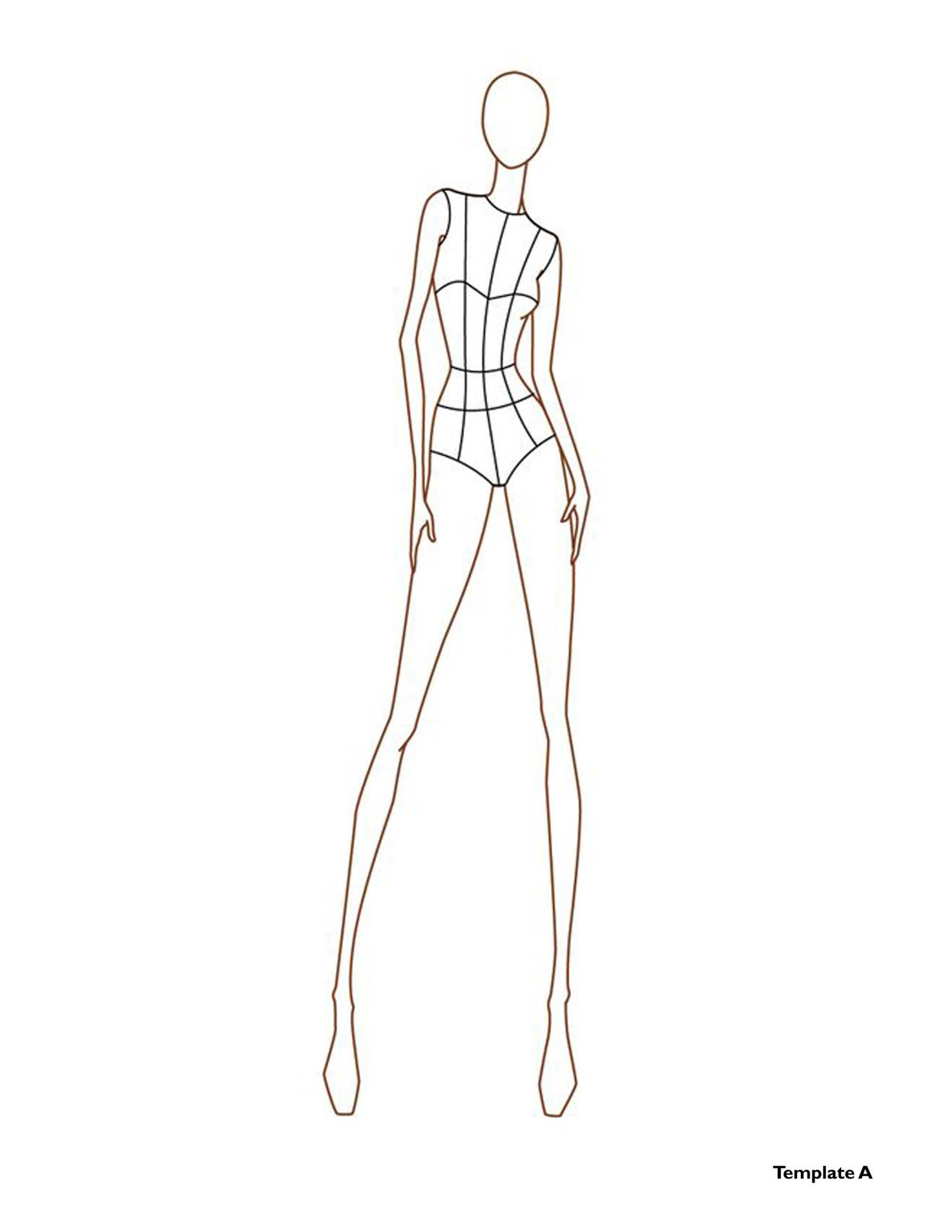 Fashion Illustration — Mabel the Fashion Muse In Blank Model Sketch Template