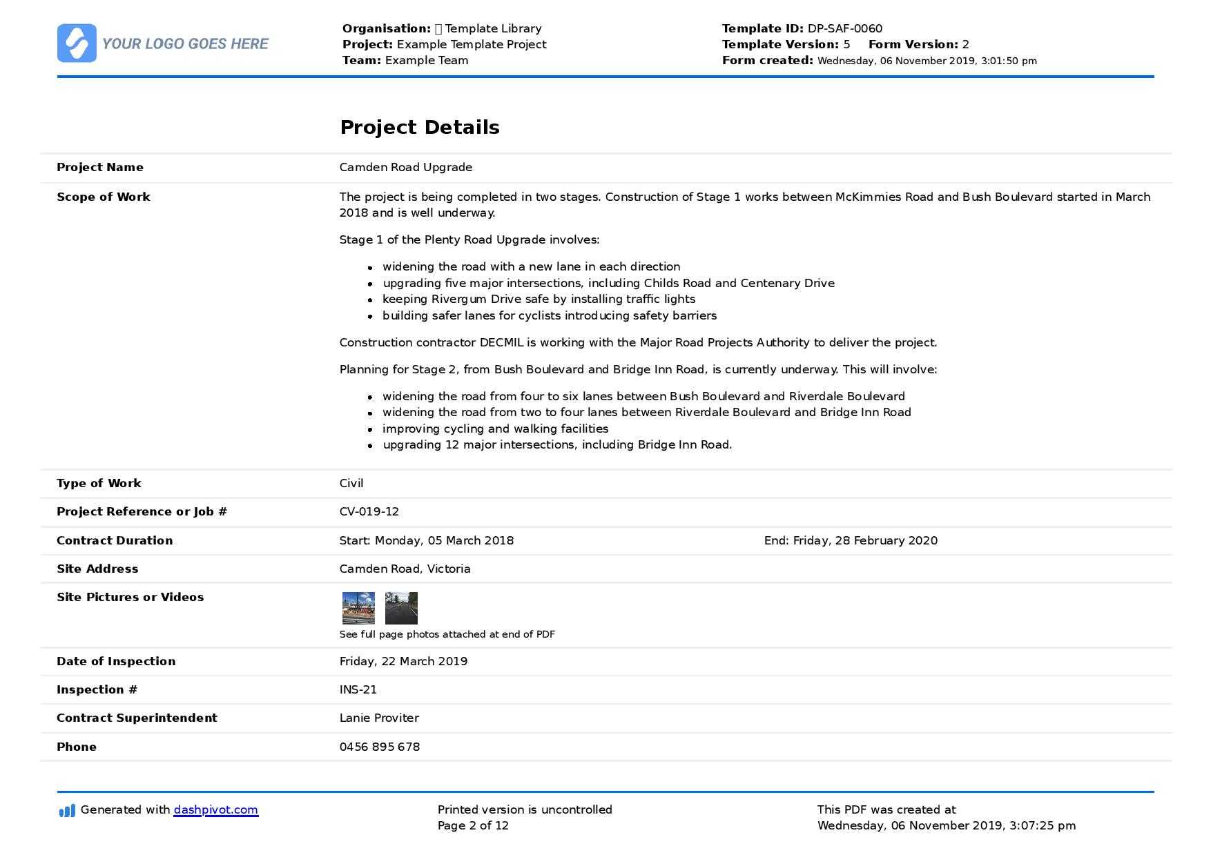 Field Inspection Report template (Free to use and better for Regarding Field Report Template Field Inspection Report template (Free to use and better for Regarding Field Report Template