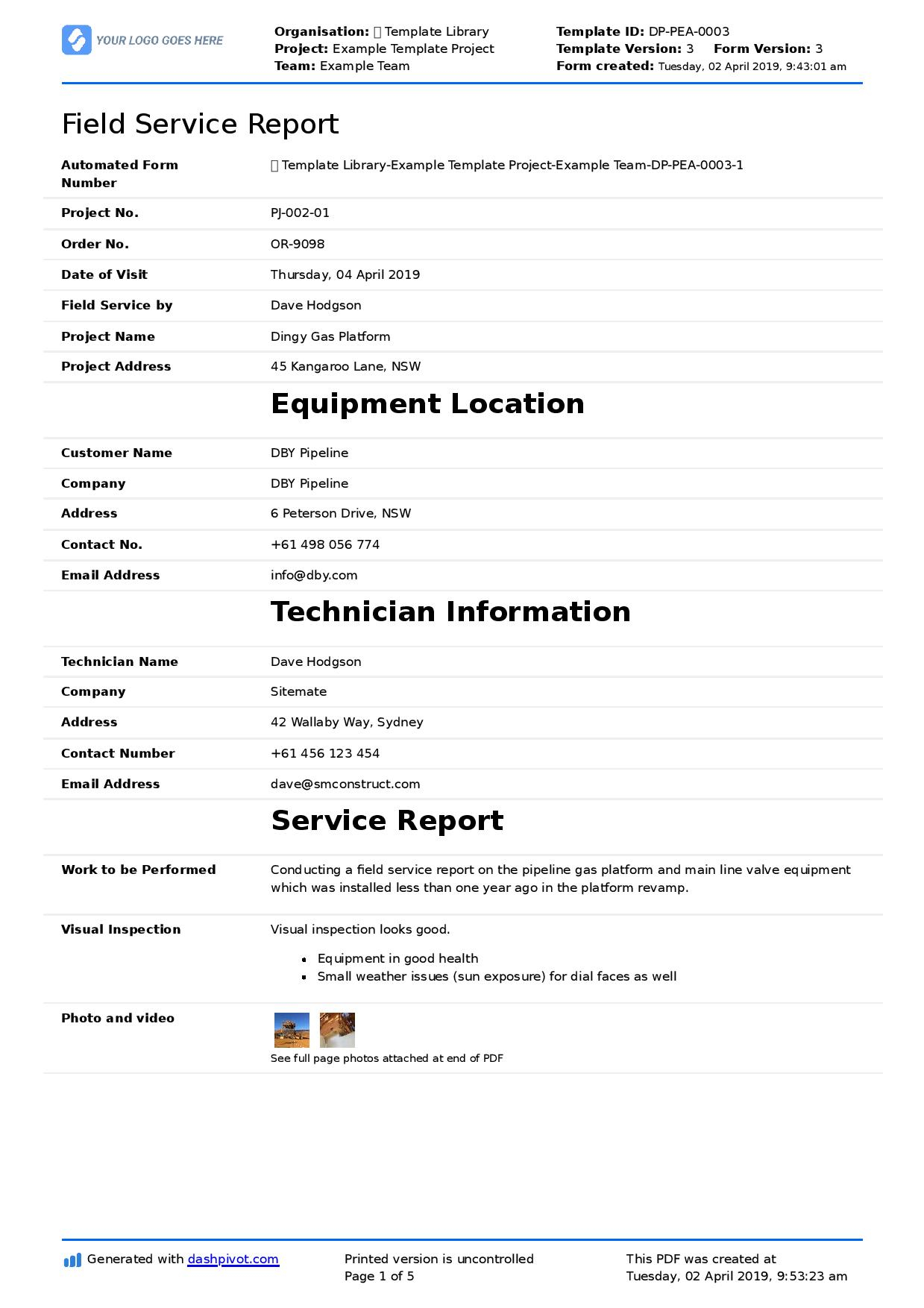 Field Service Report Template (Better Format Than Word, Excel, PDF) Within It Report Template For Word