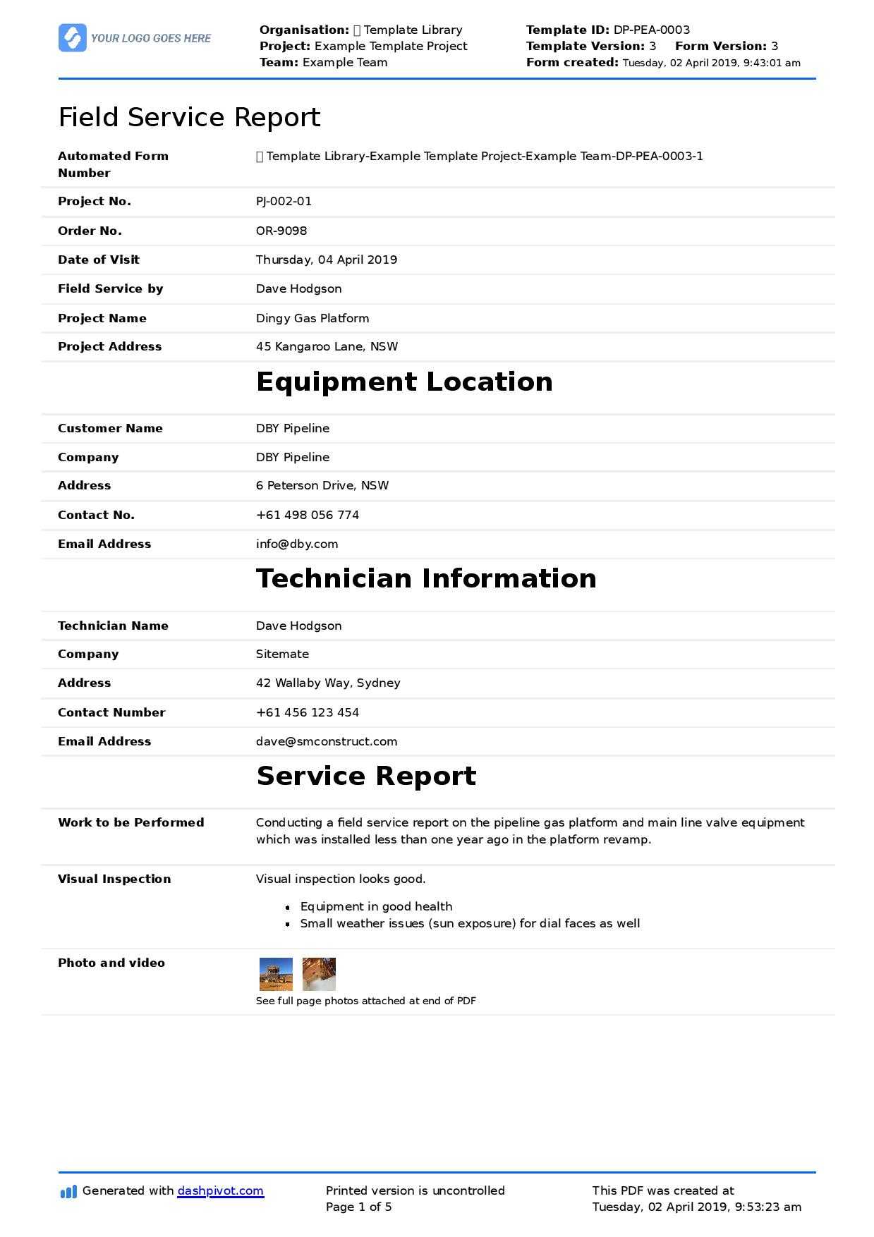 Field Service Report Template (Better Format Than Word, Excel, PDF) Within It Report Template For Word