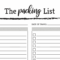 Fill In The Blank Printable Travel Packing List – Checkboxes And  With Blank Packing List Template