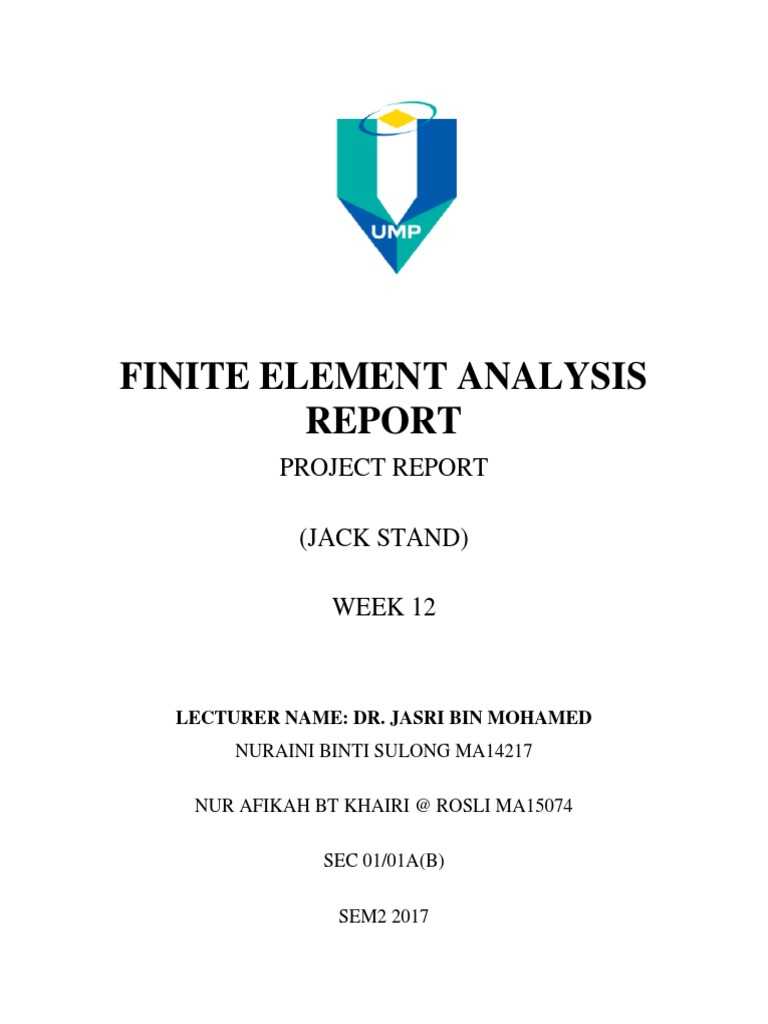 Finite Element Analysis Project Report  PDF  Finite Element  Within Fea Report Template