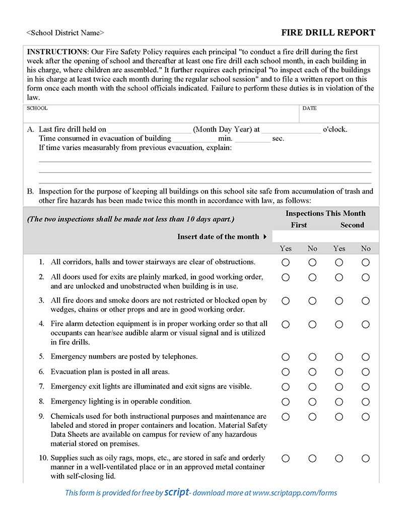 Fire Drill Report – Script With Fire Evacuation Drill Report Template