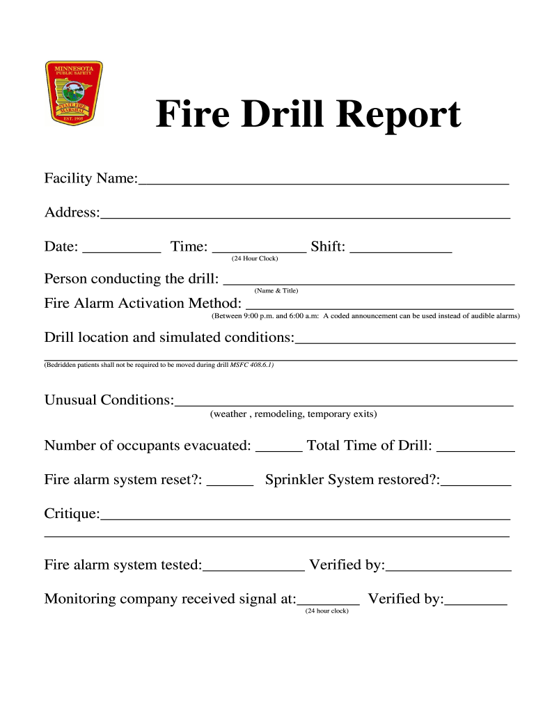 Fire Drill Report Template Word – Fill Online, Printable, Fillable  Throughout Fire Evacuation Drill Report Template