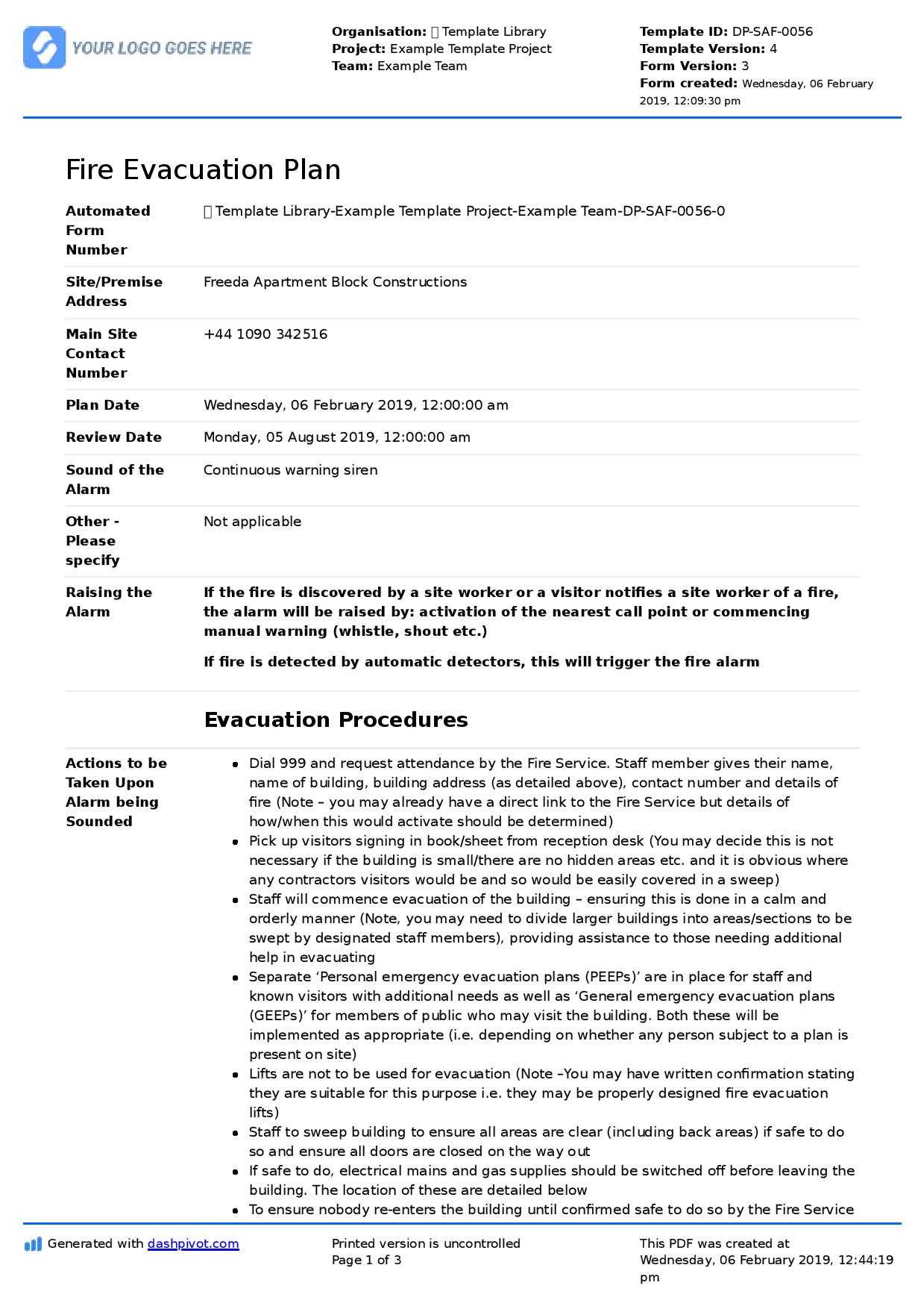 Fire Evacuation Plan Template – Free And Customisable Template Inside Fire Evacuation Drill Report Template