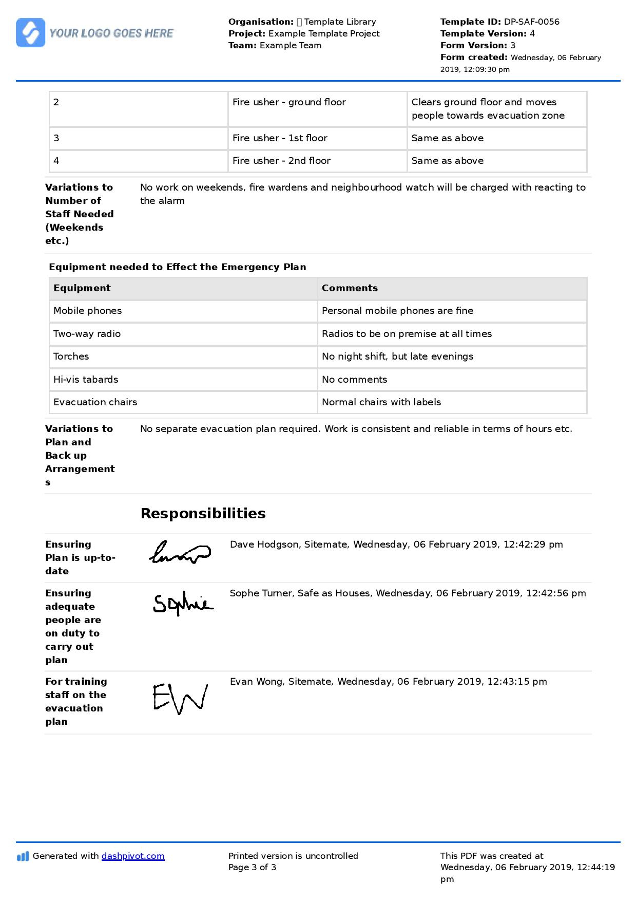Fire Evacuation Plan template - Free and customisable template Regarding Fire Evacuation Drill Report Template