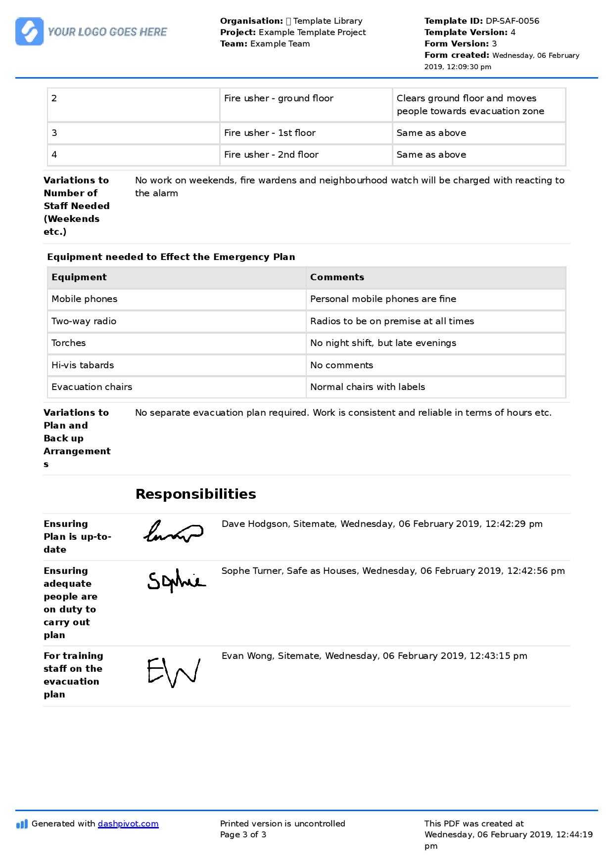 Fire Evacuation Plan Template – Free And Customisable Template Regarding Fire Evacuation Drill Report Template