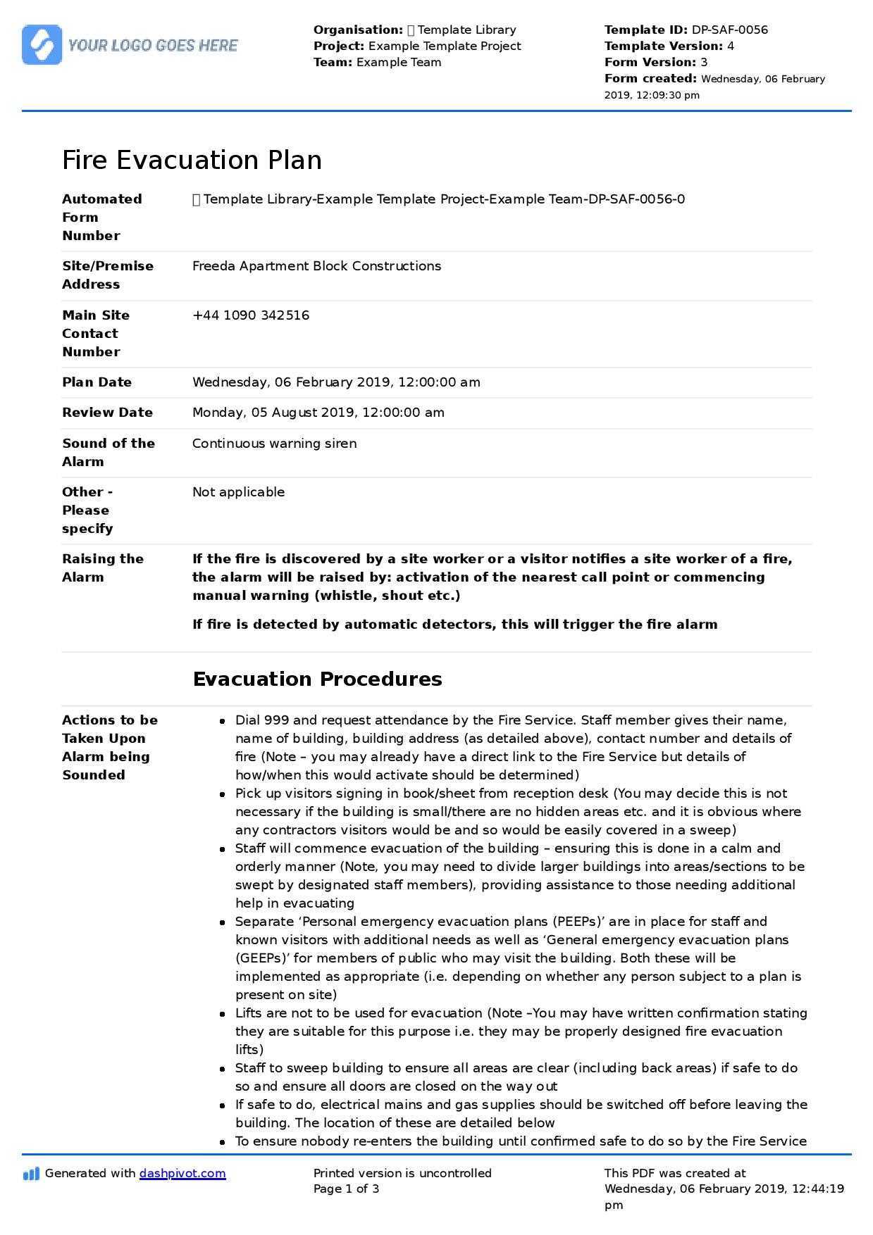 Fire Evacuation Plan Template – Free And Customisable Template Within Emergency Drill Report Template