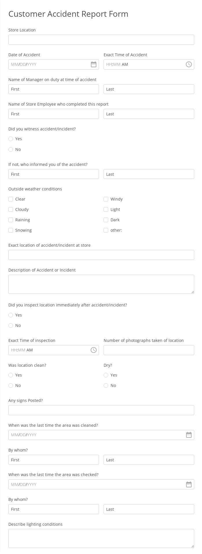 Fire Incident Report Form Template  10 Form Builder