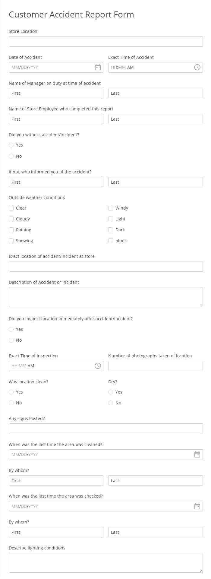 Fire Incident Report Form Template  10 Form Builder