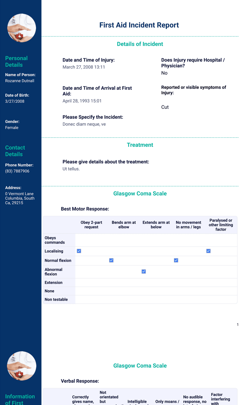 First Aid Incident Report Template - PDF Templates  Jotform Pertaining To First Aid Incident Report Form Template