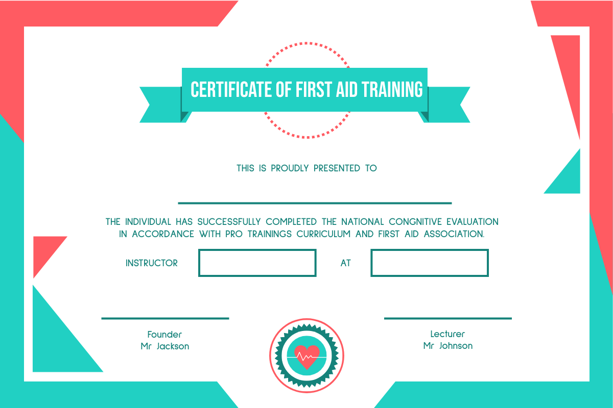 First Aid Training Certificate Certificate Template Intended For Template For Training Certificate First Aid Training Certificate Certificate Template Intended For Template For Training Certificate