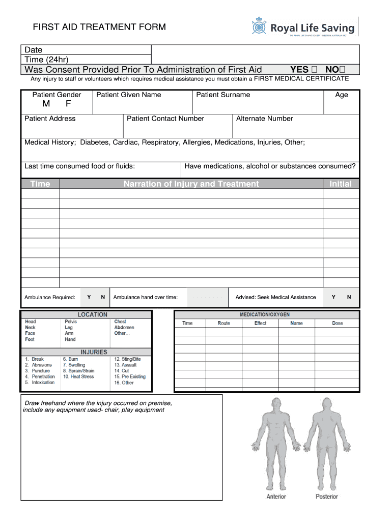 First Aid Treatment Form: Fill Out & Sign Online  DocHub Throughout First Aid Incident Report Form Template