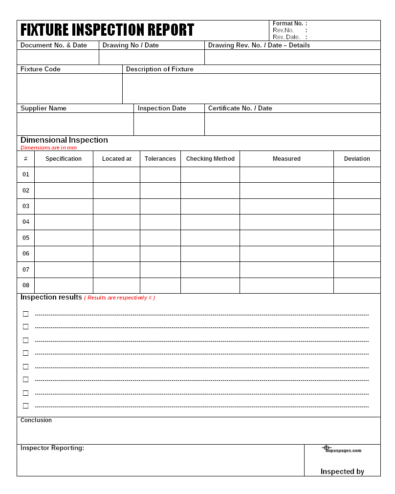 Fixture inspection documentation for engineering - Within Engineering Inspection Report Template Fixture inspection documentation for engineering - Within Engineering Inspection Report Template