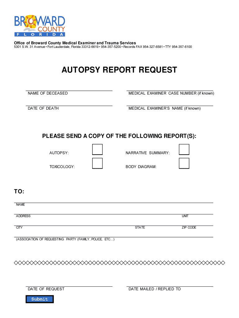 Fl Autopsy Request – Fill Online, Printable, Fillable, Blank  Throughout Blank Autopsy Report Template