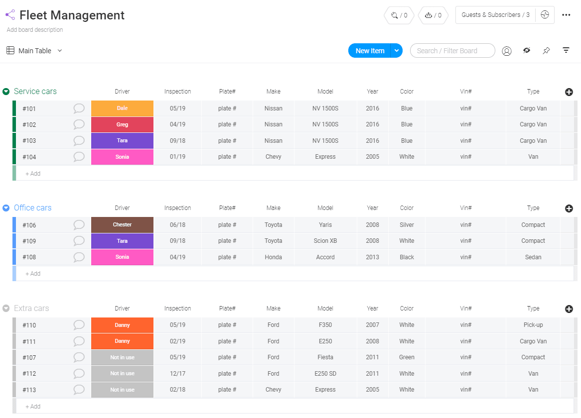 Fleet Management Template  Monday