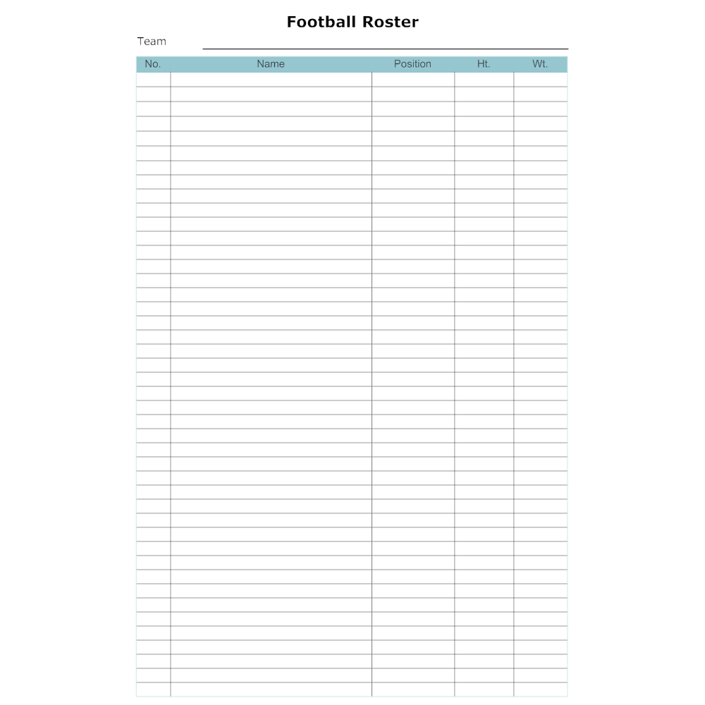 Football Roster Throughout Blank Football Depth Chart Template