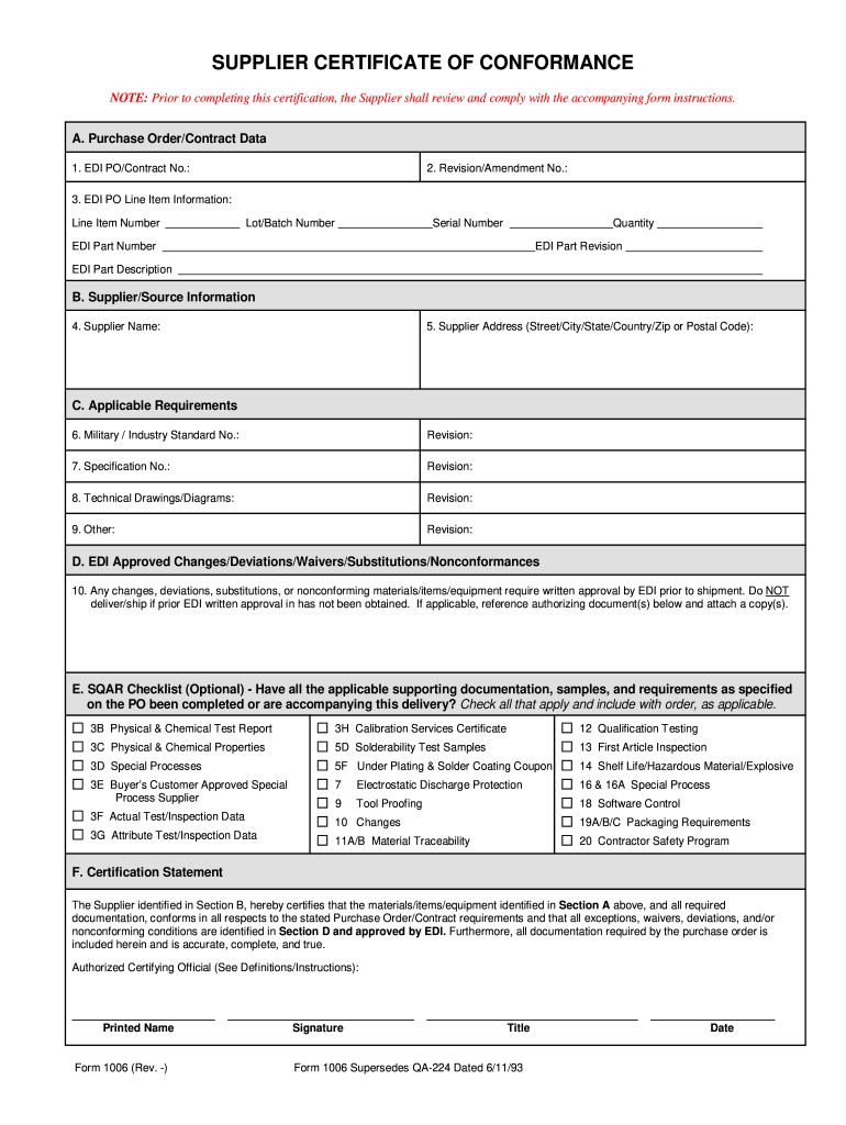 form 10: Fill out & sign online  DocHub Intended For Certificate Of Conformance Template