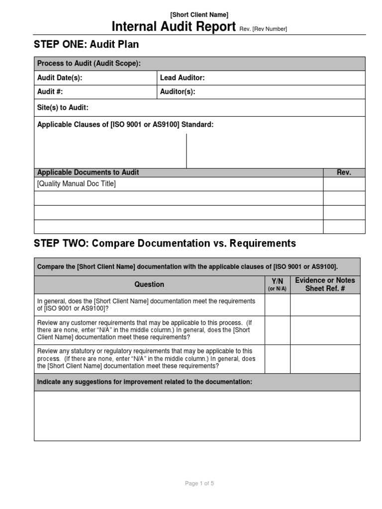 Form – Internal Audit Report (BLANK) PDF Iso 10 Audit Regarding Iso 9001 Internal Audit Report Template