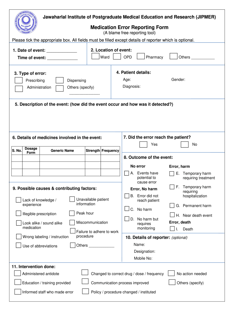 Form Medication Error Bahasa: Fill Out & Sign Online  DocHub With Medication Incident Report Form Template