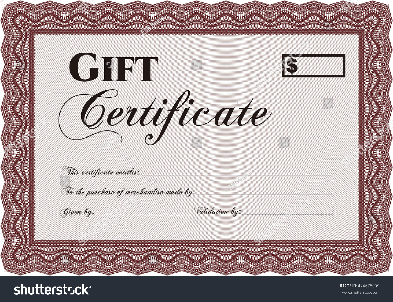 Formal Gift Certificate Complex Background Border Stock Vector  Throughout This Entitles The Bearer To Template Certificate
