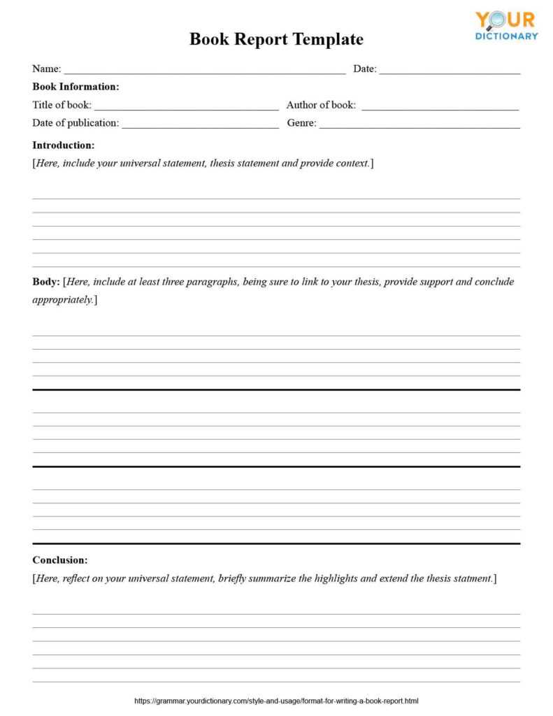 Format For Writing A Book Report Inside 6Th Grade Book Report Template ...