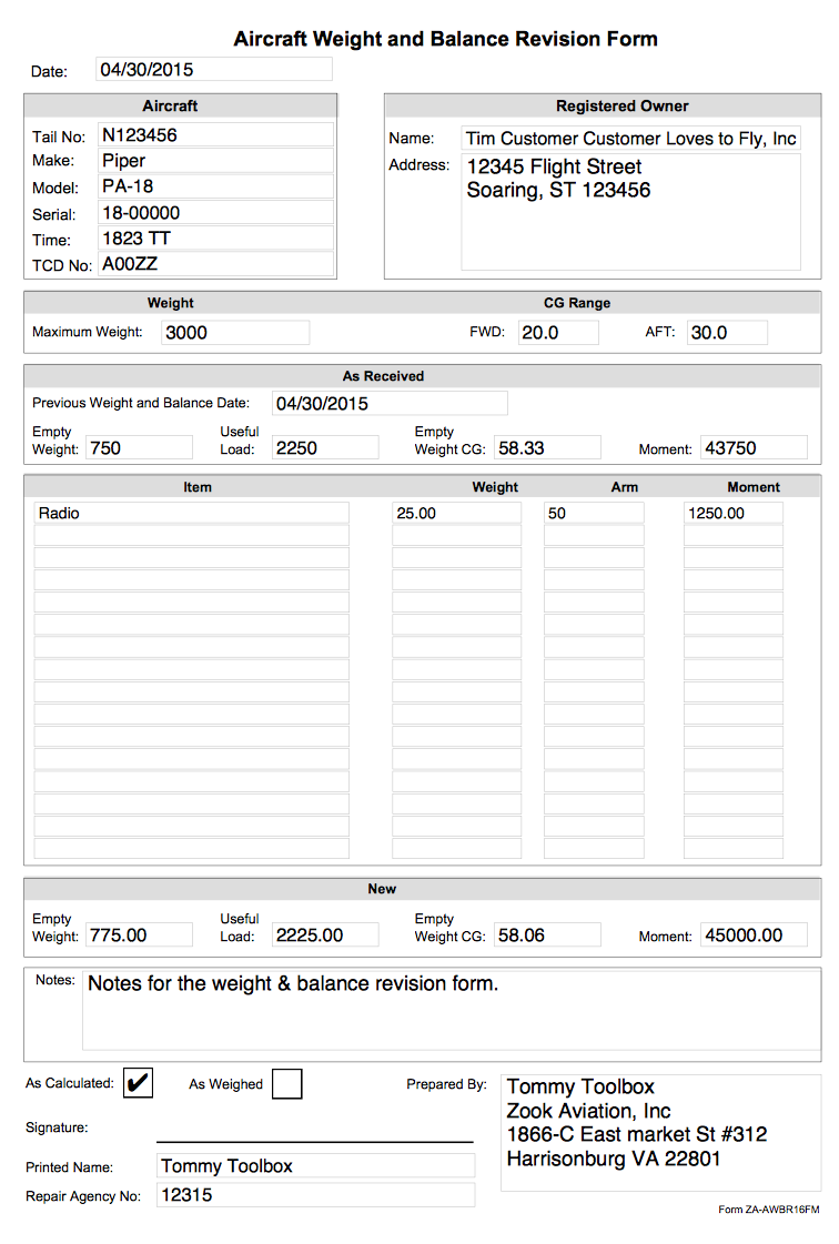 Forms Inside Air Balance Report Template