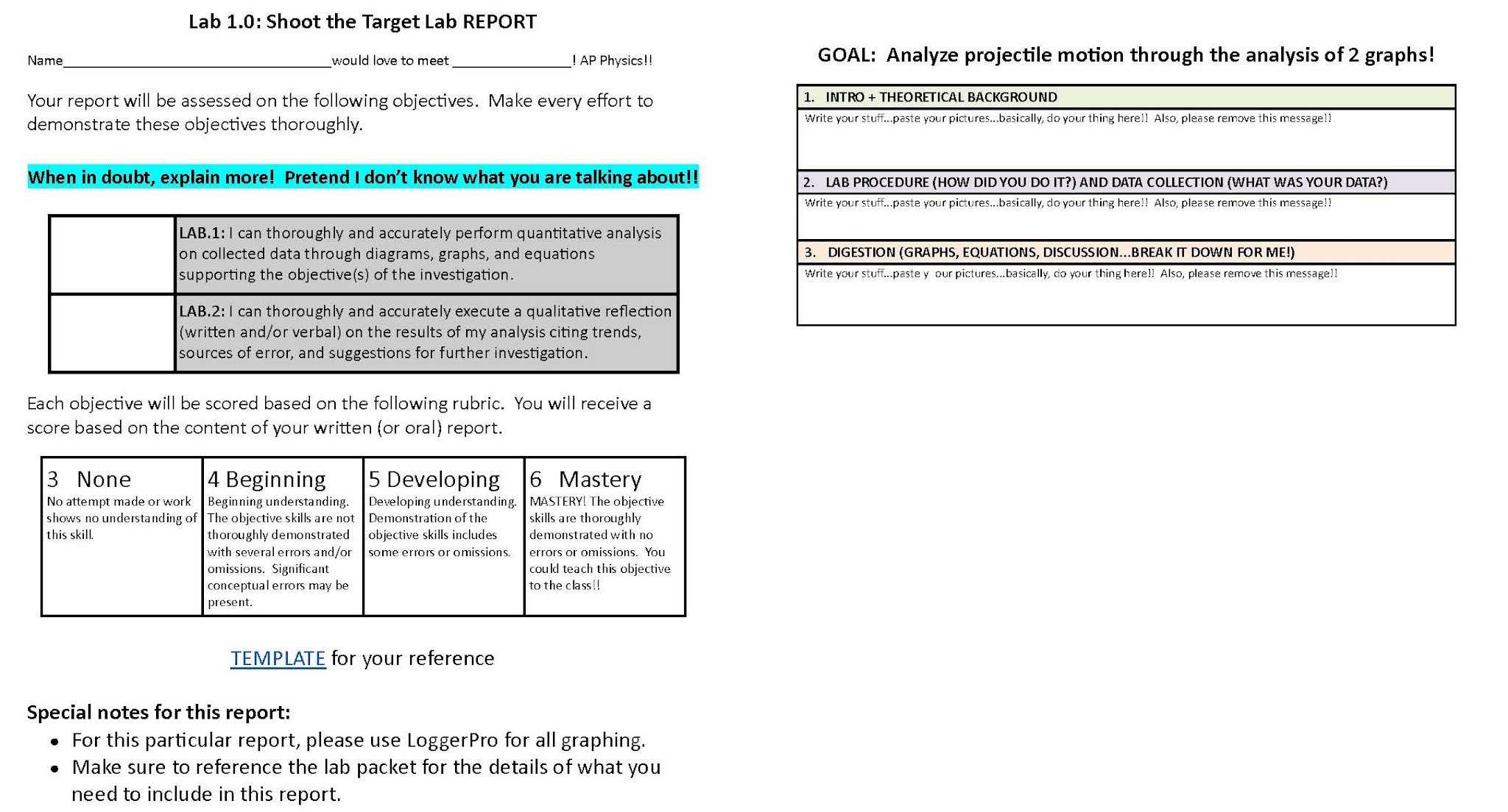 Foundations: Shifting Lab Reports in AP® Physics With Regard To Physics Lab Report Template