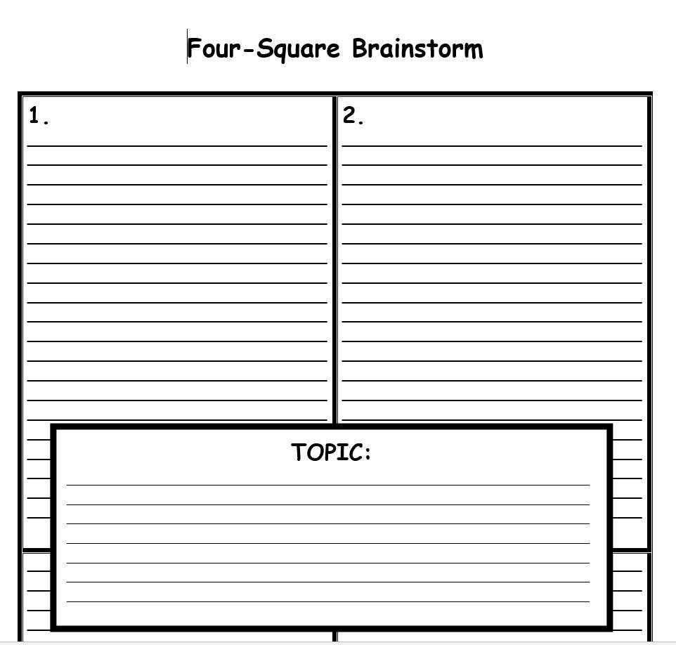 Four Square Brainstorm Template In Blank Four Square Writing Template Four Square Brainstorm Template In Blank Four Square Writing Template