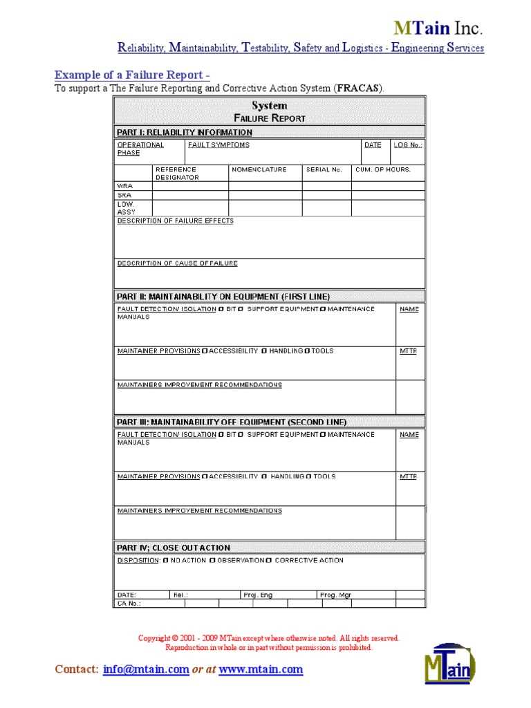 Fracas Form  PDF  Reliability Engineering  Systems Science Within Fracas Report Template