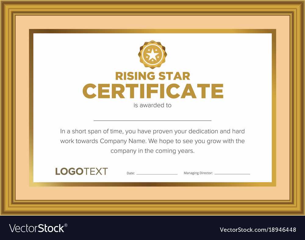 Framed Vintage Rising Star Certificate Royalty Free Vector Pertaining To Star Naming Certificate Template