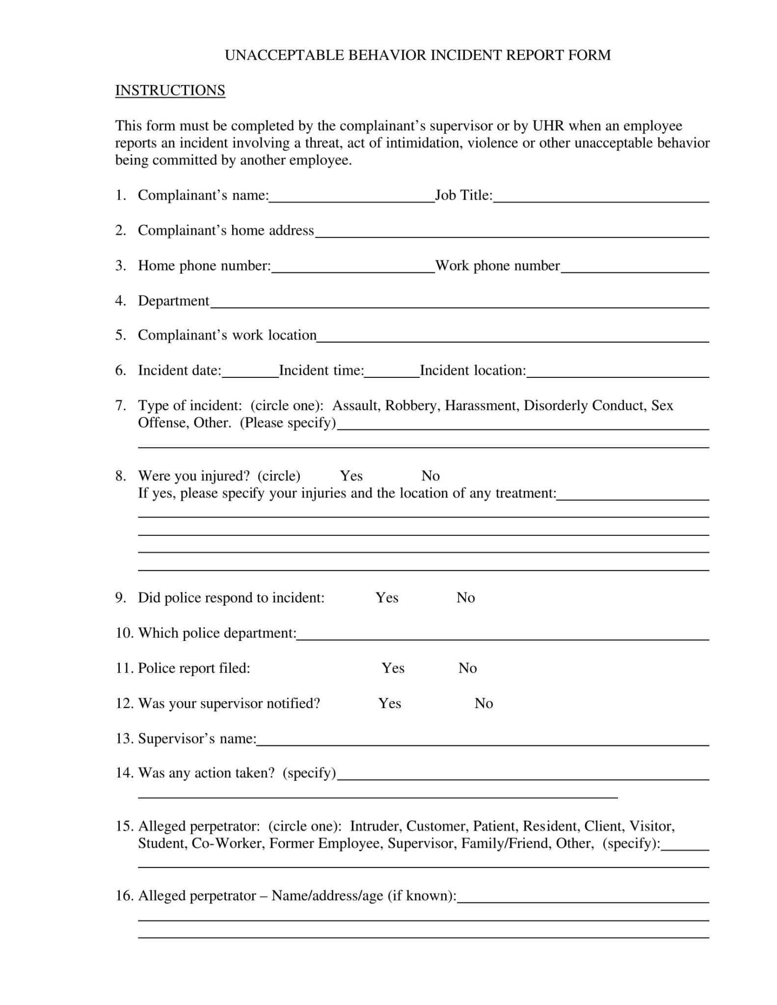 FREE 10+ Behavior Report Forms In PDF In Behaviour Report Template ...