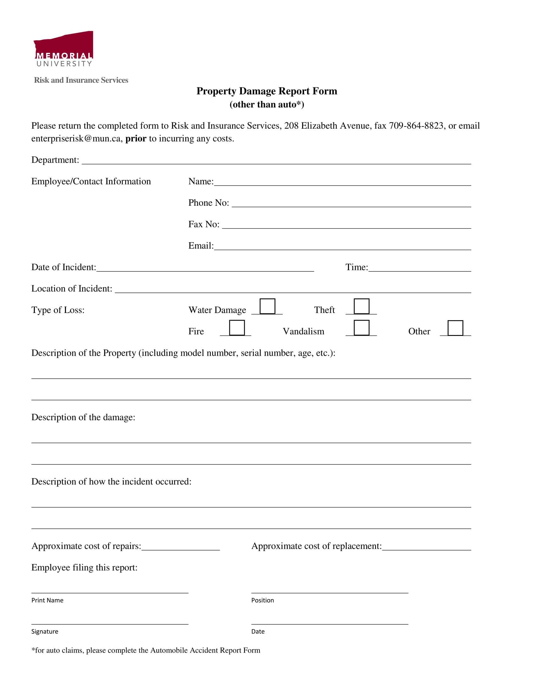 FREE 10+ Damage Report Forms In MS Word  PDF  Excel With Regard To Insurance Incident Report Template