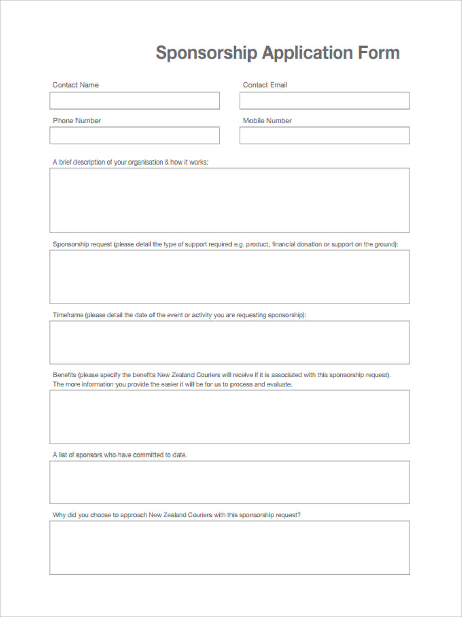 FREE 10+ Event Sponsorship Forms In MS Word  PDF  Pages Intended For Blank Sponsor Form Template Free