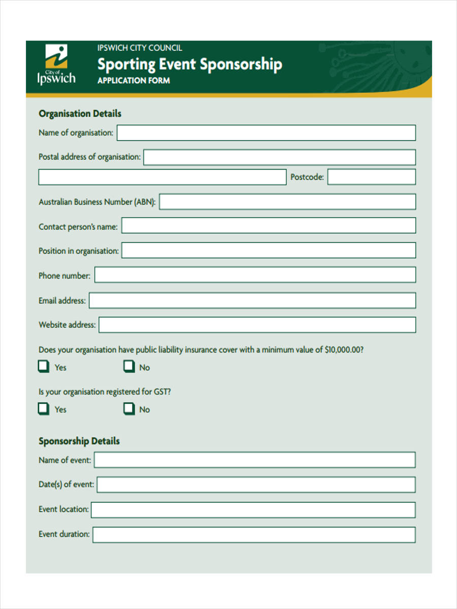 FREE 10+ Event Sponsorship Forms in MS Word  PDF  Pages With Regard To Blank Sponsor Form Template Free