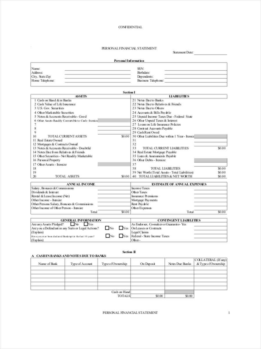 FREE 10+ Financial Statement Forms in PDF  Ms Word  Excel Regarding Blank Personal Financial Statement Template