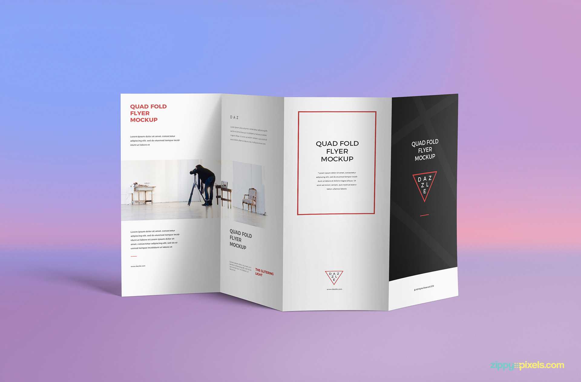 Free 10 Fold Brochure Mockup  ZippyPixels For 4 Panel Brochure Template